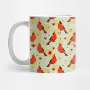 8-bit Cardinals and Hearts Pattern Mug